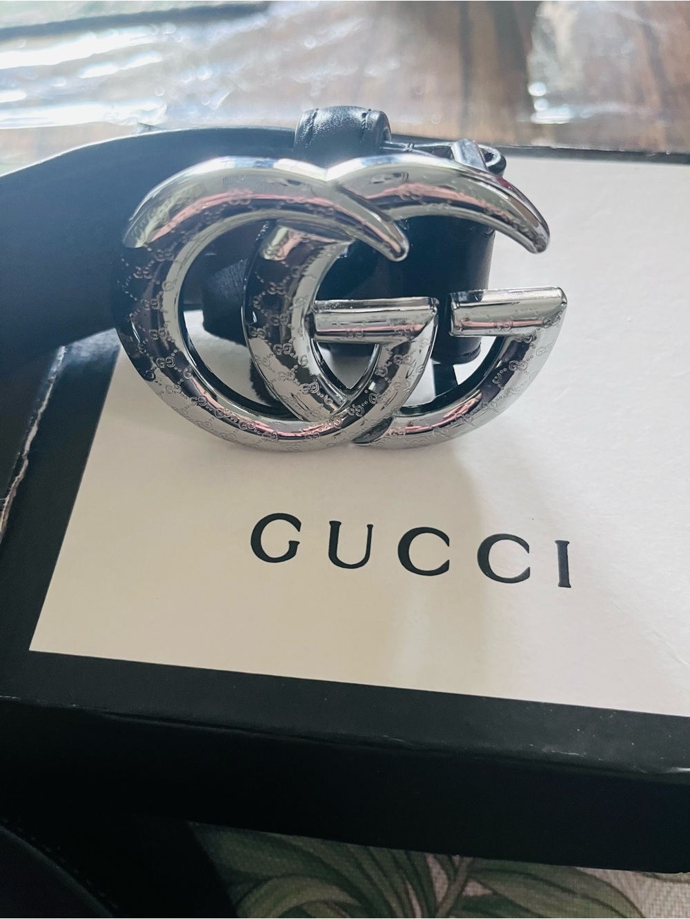 Gucci Black Leather Belt with Silver Double G Buckle - Picture 5 of 9